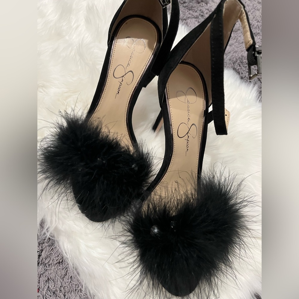Jessica Simpson fuzzy heels
